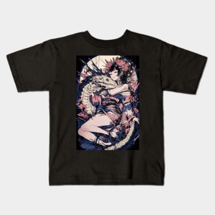 Geisha and Dragon 7802 Kids T-Shirt